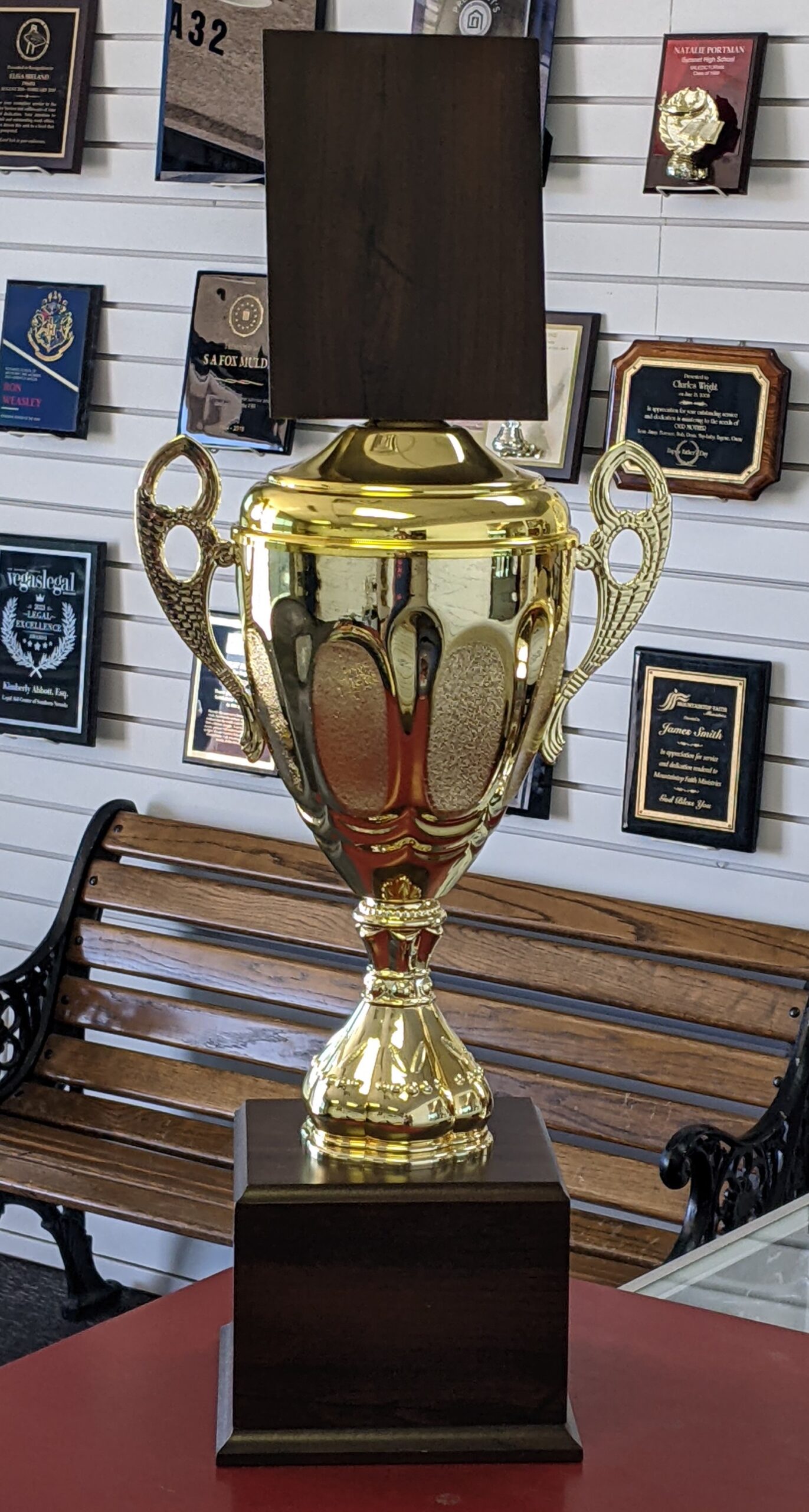 Gold Cup Trophy with Wood Base