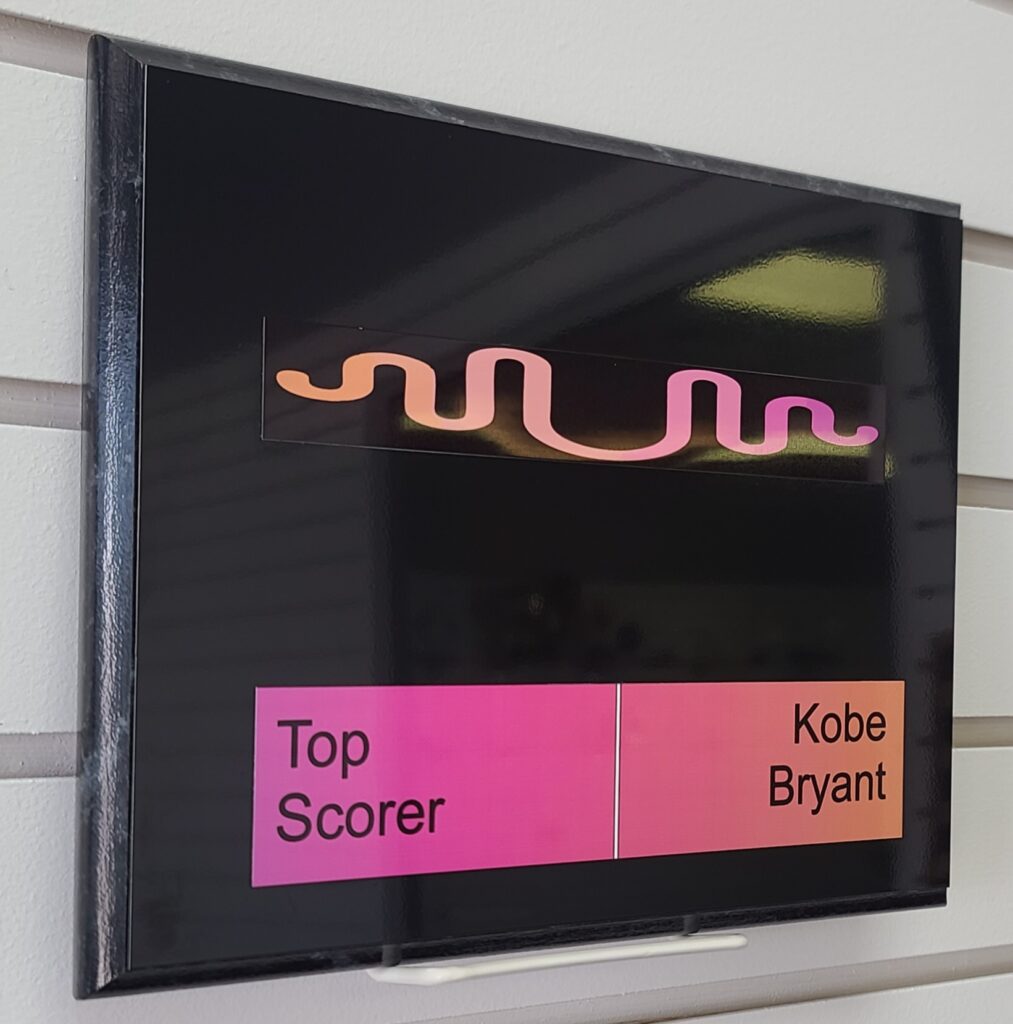 Custom engraved scoreboard plaque Top Scorer Kobe Bryant award, custom trophy and recognition awards Las Vegas
