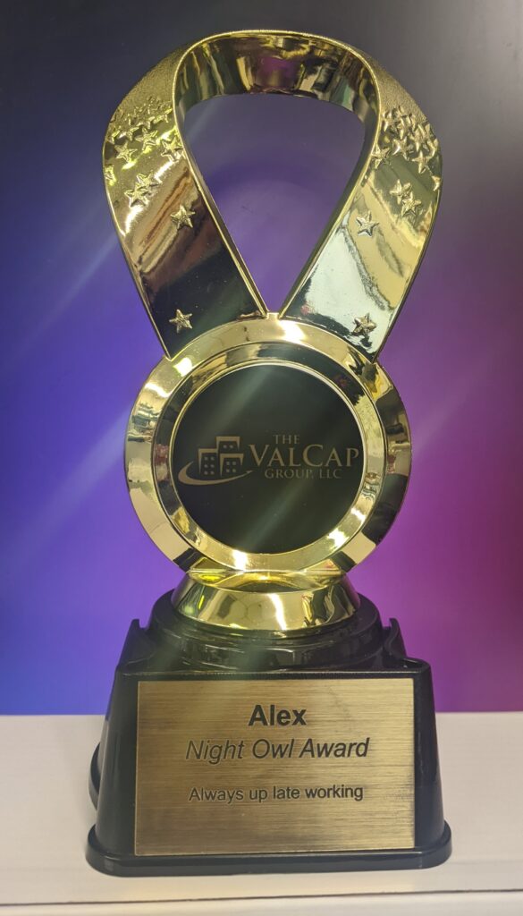 Custom Night Owl Award plaque Las Vegas