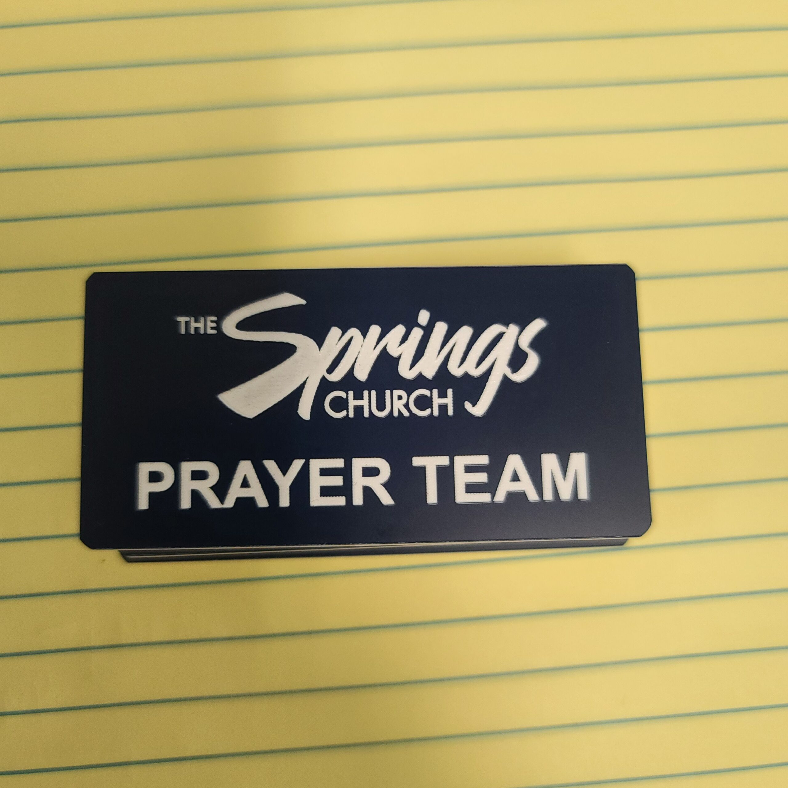 Blue and White Nametag
