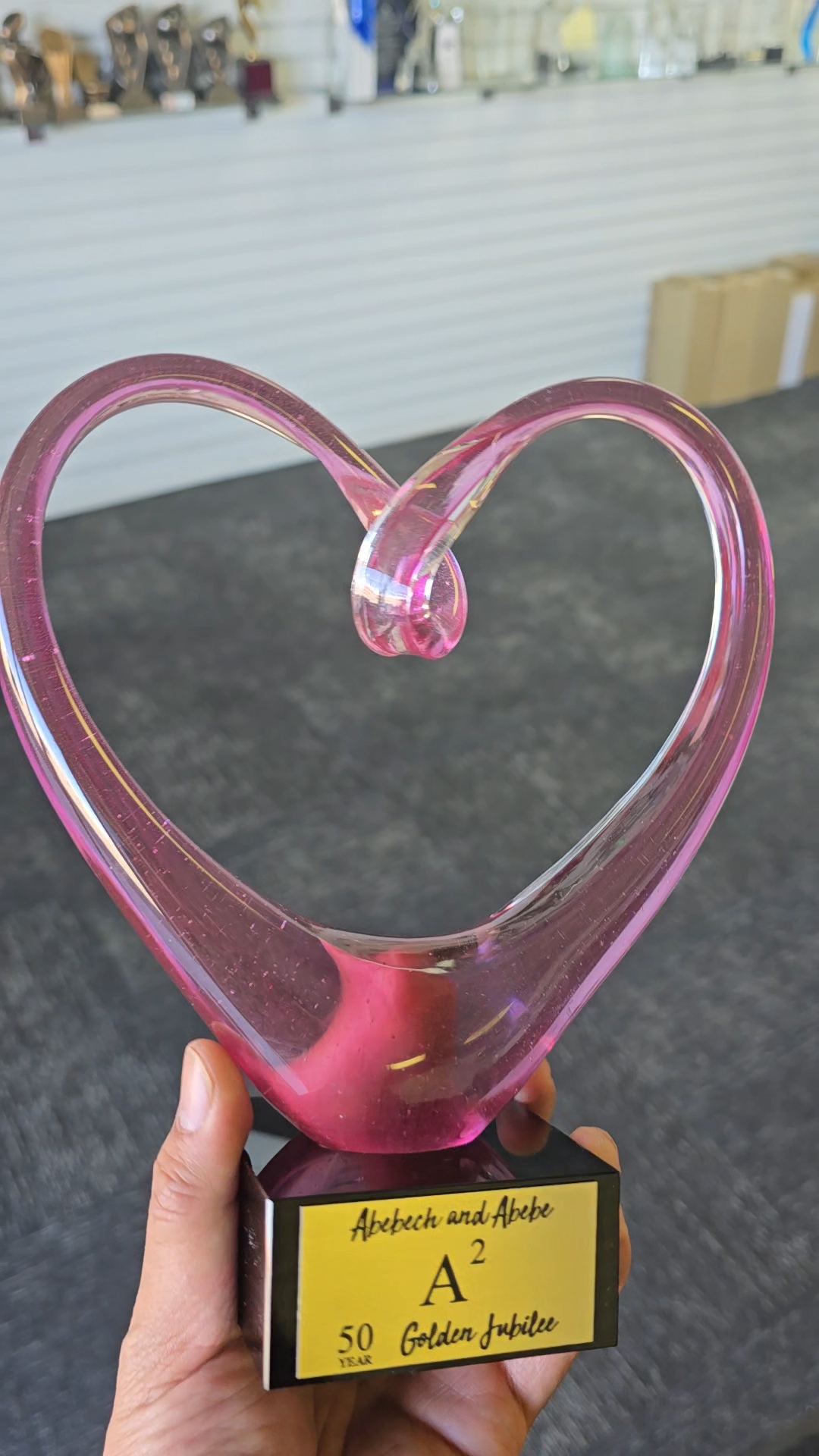 Pink Heart Glass