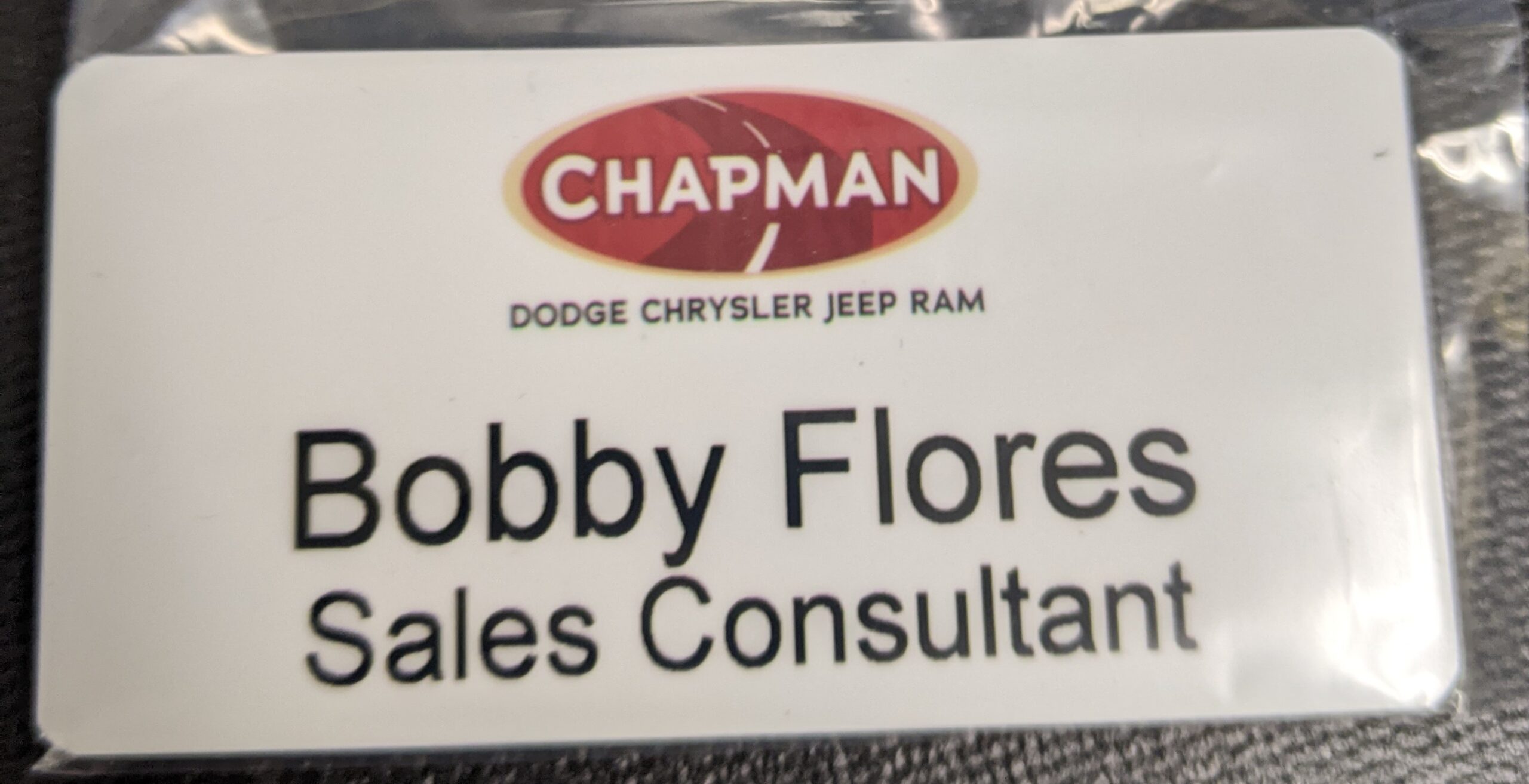 Car dealership nametag