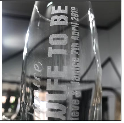 Laser etched wine glass with Wife to Be personalized engraving