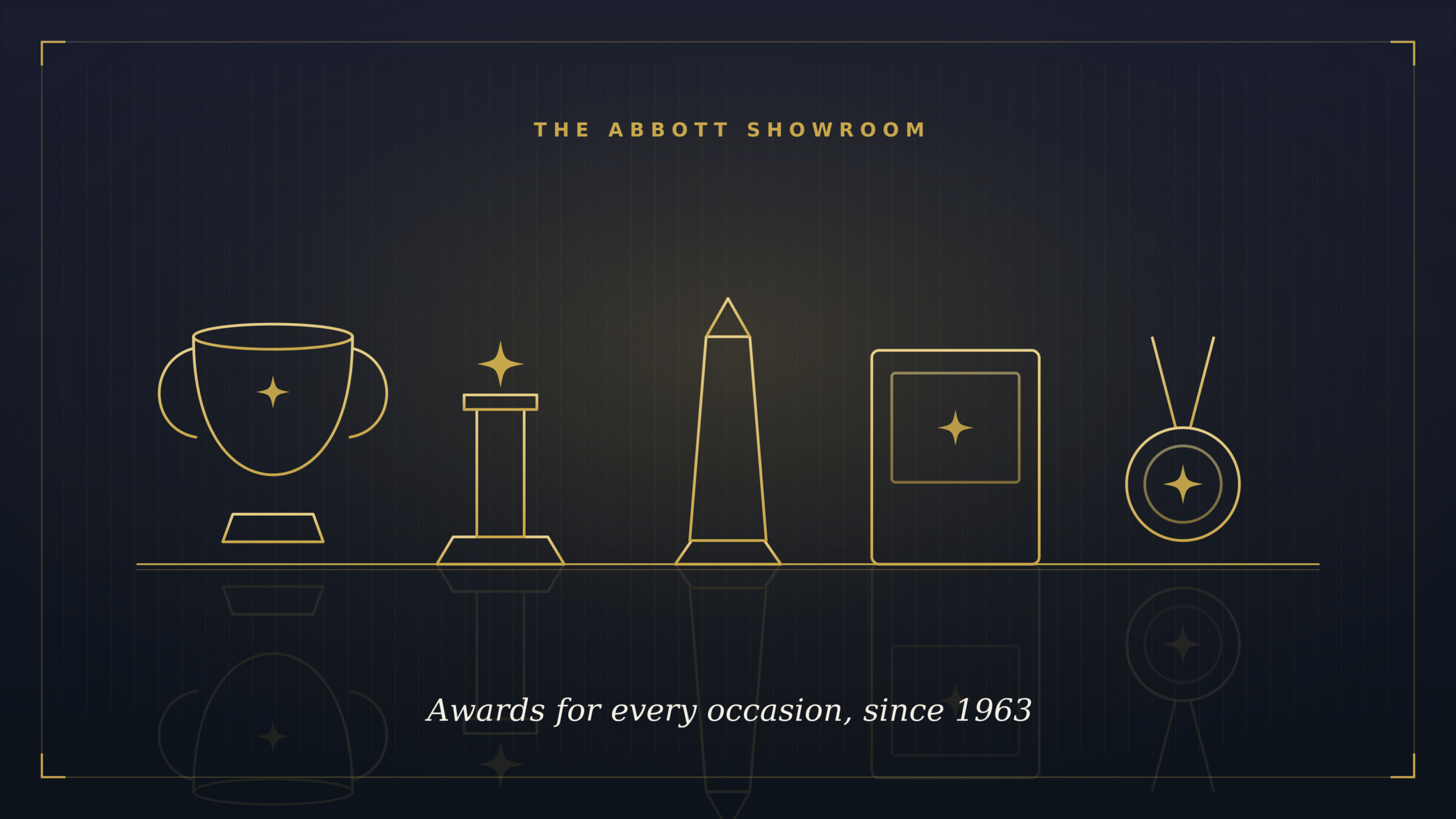 Abbott Trophies showroom of trophies, crystal awards, plaques and medals